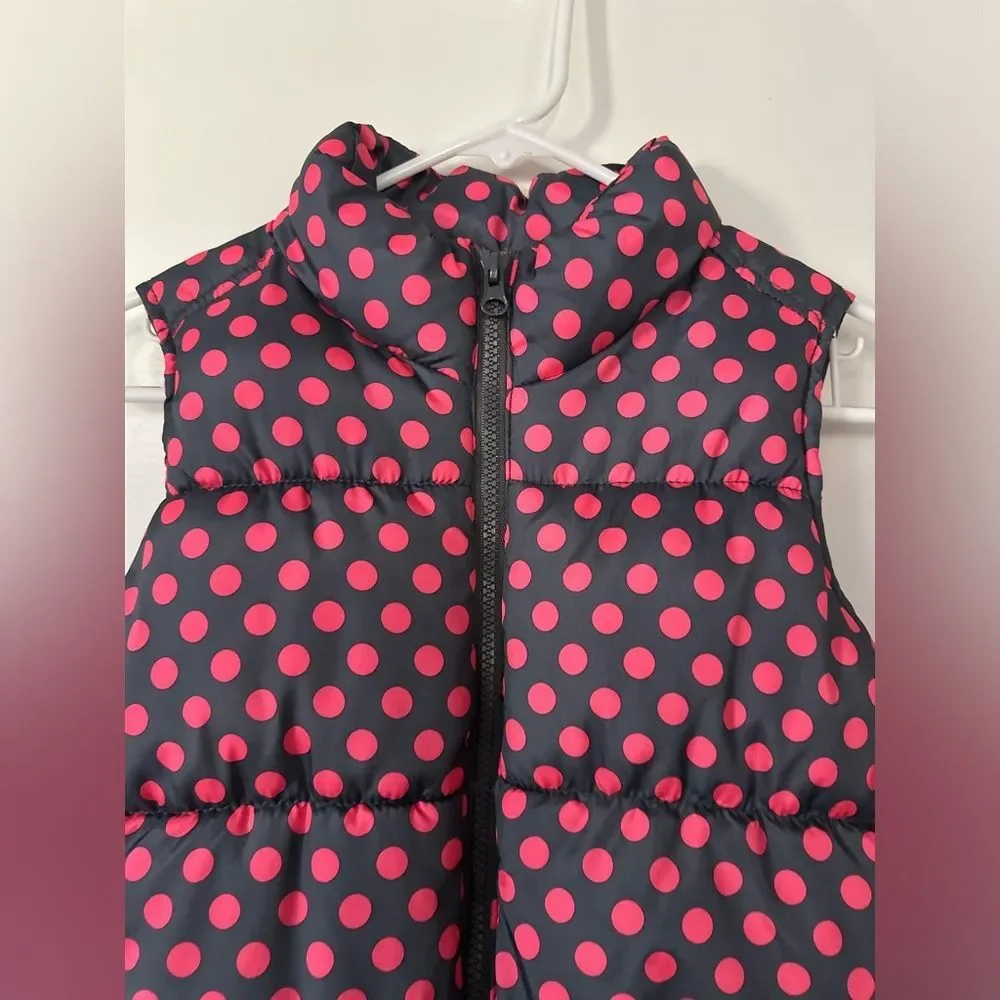 NWOT Old Navy Frost Free Girl Grey & Polka Dot Style Puffer Vest Size L (10/12)